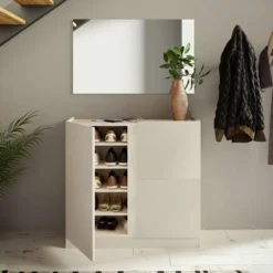 Scarpiera armadio in rovere chiaro e crema ASI1