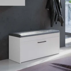 Scarpiera con panca 100x49x35 cm bianca SCAT6
