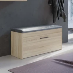 Scarpiera con panca 100x49x35 cm rovere chiaro SCAT6