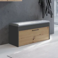 Scarpiera con panca 100x49x35 cm rovere e antracite SCAT6