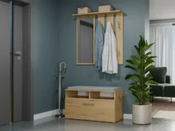 Scarpiera con seduta 85x46x35 cm rovere SCAT4