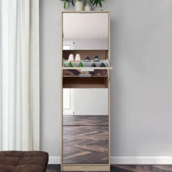 Scarpiera con specchio quattro ante rovere SI4057
