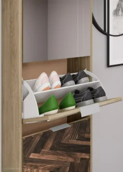 Scarpiera con specchio quattro ante rovere SI4057