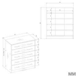 Scarpiera grande 74x84,5 cm con 5 ante a ribalta rovere e antracite SCAT8