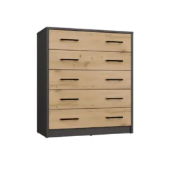 Scarpiera grande 74x84,5 cm con 5 ante a ribalta rovere e antracite SCAT8