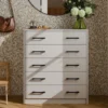 Scarpiera grande 74x84,5 cm con 5 ante a ribalta beige SCAT8
