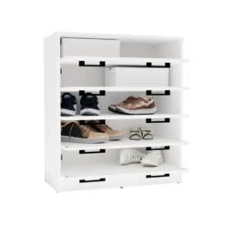 Scarpiera grande 74x84,5 cm con 5 ante a ribalta bianco SCAT8