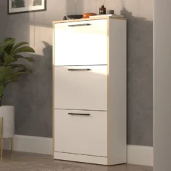 Scarpiera ingresso moderna 60x116x28 cm rovere e bianco SCAT3