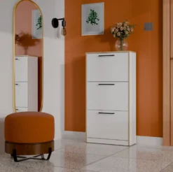 Scarpiera ingresso moderna 60x116x28 cm rovere e bianco SCAT3