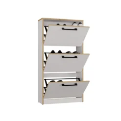 Scarpiera ingresso moderna 60x116x28 cm rovere e bianco SCAT3