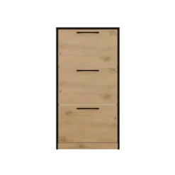 Scarpiera ingresso moderna 60x116x28 cm rovere e nero SCAT3