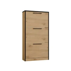 Scarpiera ingresso moderna 60x116x28 cm rovere e nero SCAT3
