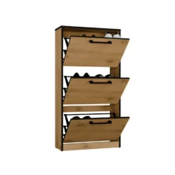 Scarpiera ingresso moderna 60x116x28 cm rovere e nero SCAT3