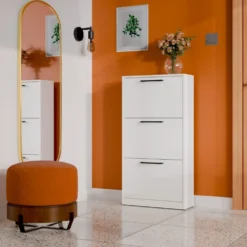 Scarpiera ingresso moderna 60x116x28 cm bianca SCAT3