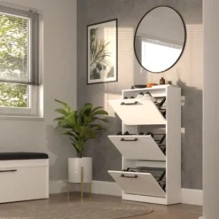 Scarpiera ingresso moderna 60x116x28 cm bianca SCAT3