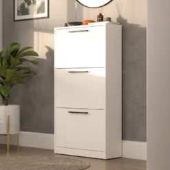 Scarpiera ingresso moderna 60x116x28 cm bianca SCAT3