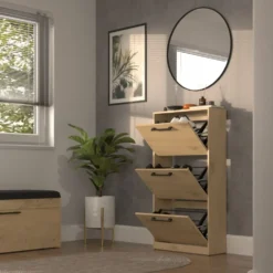 Scarpiera ingresso moderna 60x116x28 cm rovere SCAT3