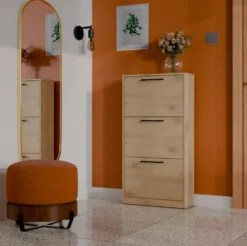 Scarpiera ingresso moderna 60x116x28 cm rovere SCAT3