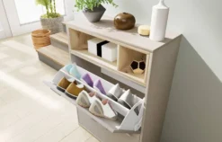 Scarpiera moderna 70x101cm grigia e rovere SI4