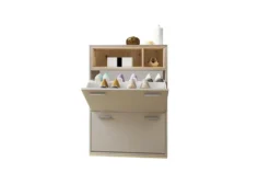 Scarpiera moderna 70x101cm grigia e rovere SI4
