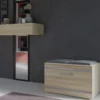 Scarpiera salvaspazio 85x45x35 con seduta rovere chiaro SCAT5