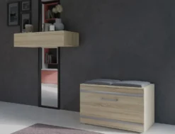 Scarpiera salvaspazio 85x45x35 con seduta rovere chiaro SCAT5