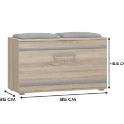 Scarpiera salvaspazio 85x45x35 con seduta rovere chiaro SCAT5