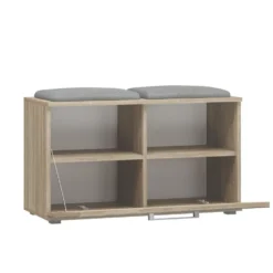 Scarpiera salvaspazio 85x45x35 con seduta rovere chiaro SCAT5