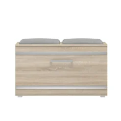 Scarpiera salvaspazio 85x45x35 con seduta rovere chiaro SCAT5