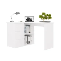Scrivania angolare con 3 cassetti bianco opaco SCT20