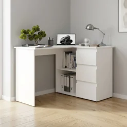 Scrivania angolare con 3 cassetti bianco opaco SCT20