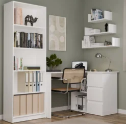 Scrivania angolare con 3 cassetti bianco opaco SCT20