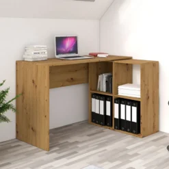 Scrivania angolare con libreria bassa rovere SCT5