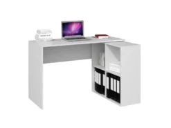 Scrivania angolare con libreria bassa bianca SCT5