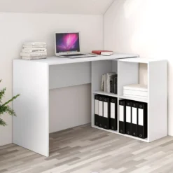 Scrivania angolare con libreria bassa bianca SCT5