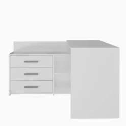 Scrivania angolare moderna con 3 cassetti bianca SCT7