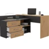 Scrivania angolare moderna con 3 cassetti rovere e antracite SCT7