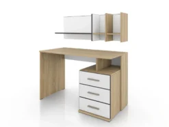 Scrivania con scaffale bianca e rovere chiaro SCI1