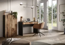 Scrivania da ufficio con cassetto 110x76 cm nero e pero SCL1