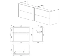 Scrivania doppia da ufficio in rovere e grigio lucido UI20