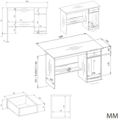 Scrivania moderna 120 cm con libreria rovere SCT22