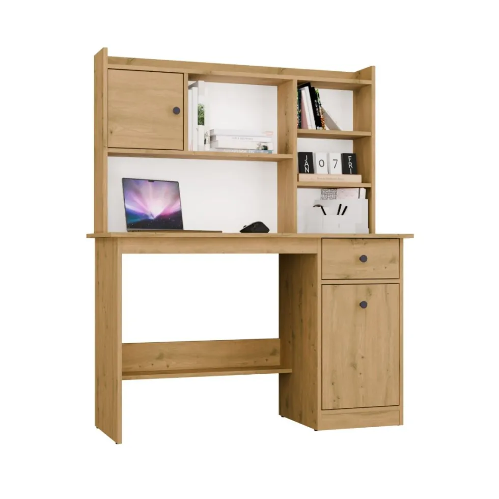 Scrivania moderna 120 cm con libreria rovere SCT22