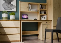 Scrivania moderna 120 cm con libreria rovere SCT22