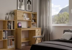 Scrivania moderna 120 cm con libreria rovere SCT22
