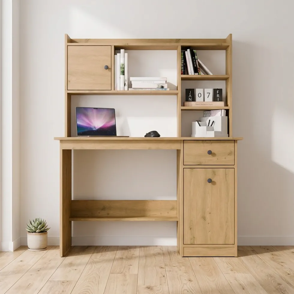 Scrivania moderna 120 cm con libreria rovere SCT22