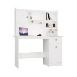 Scrivania moderna 120 cm con libreria bianco opaco SCT22