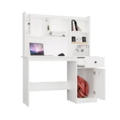 Scrivania moderna 120 cm con libreria bianco opaco SCT22