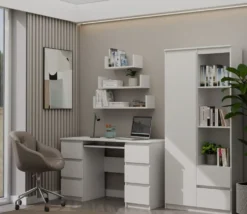 Scrivania moderna con cassetti 130x76x51 cm bianca SCT2