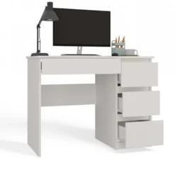 Scrivania moderna con 4 cassetti 98x76x51 cm bianco opaco SCT4