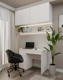 Scrivania moderna con 4 cassetti 98x76x51 cm bianco opaco SCT4
